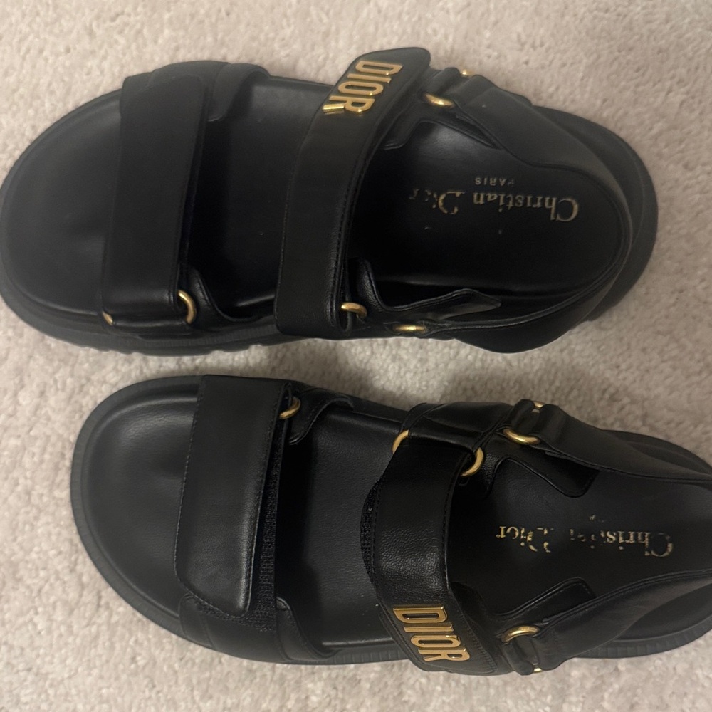 Dior Black Sandals with Gold Accents